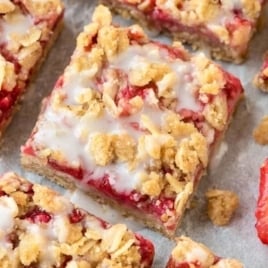 strawberry oatmeal bars photo with text