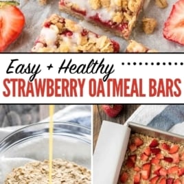 step by step collage of strawberry oatmeal bars