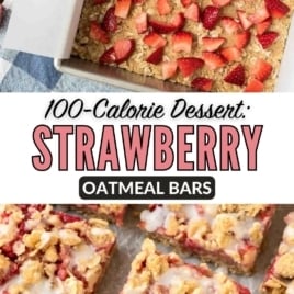 collage of strawberry oatmeal bars