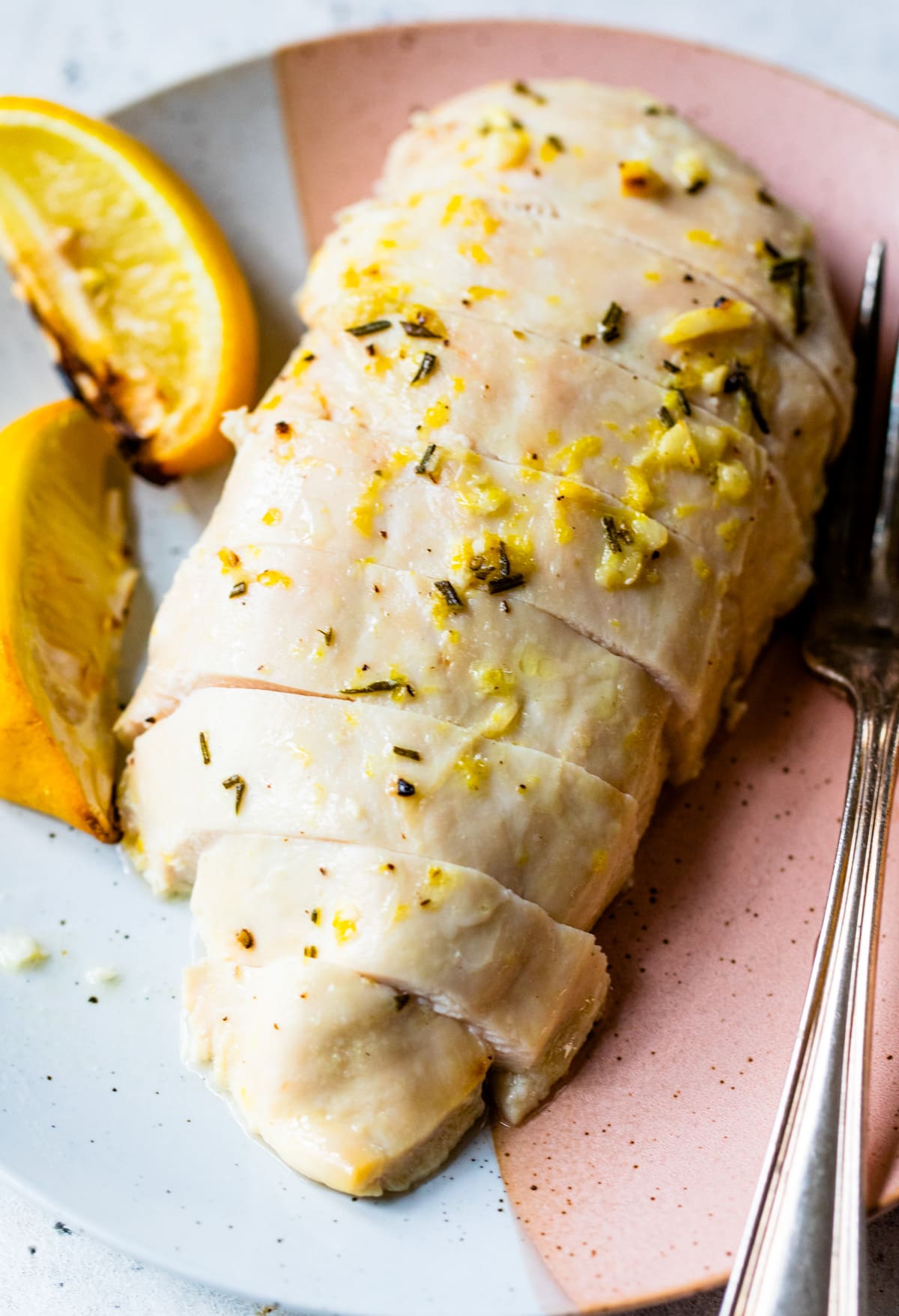 easy baked lemon chicken on plate