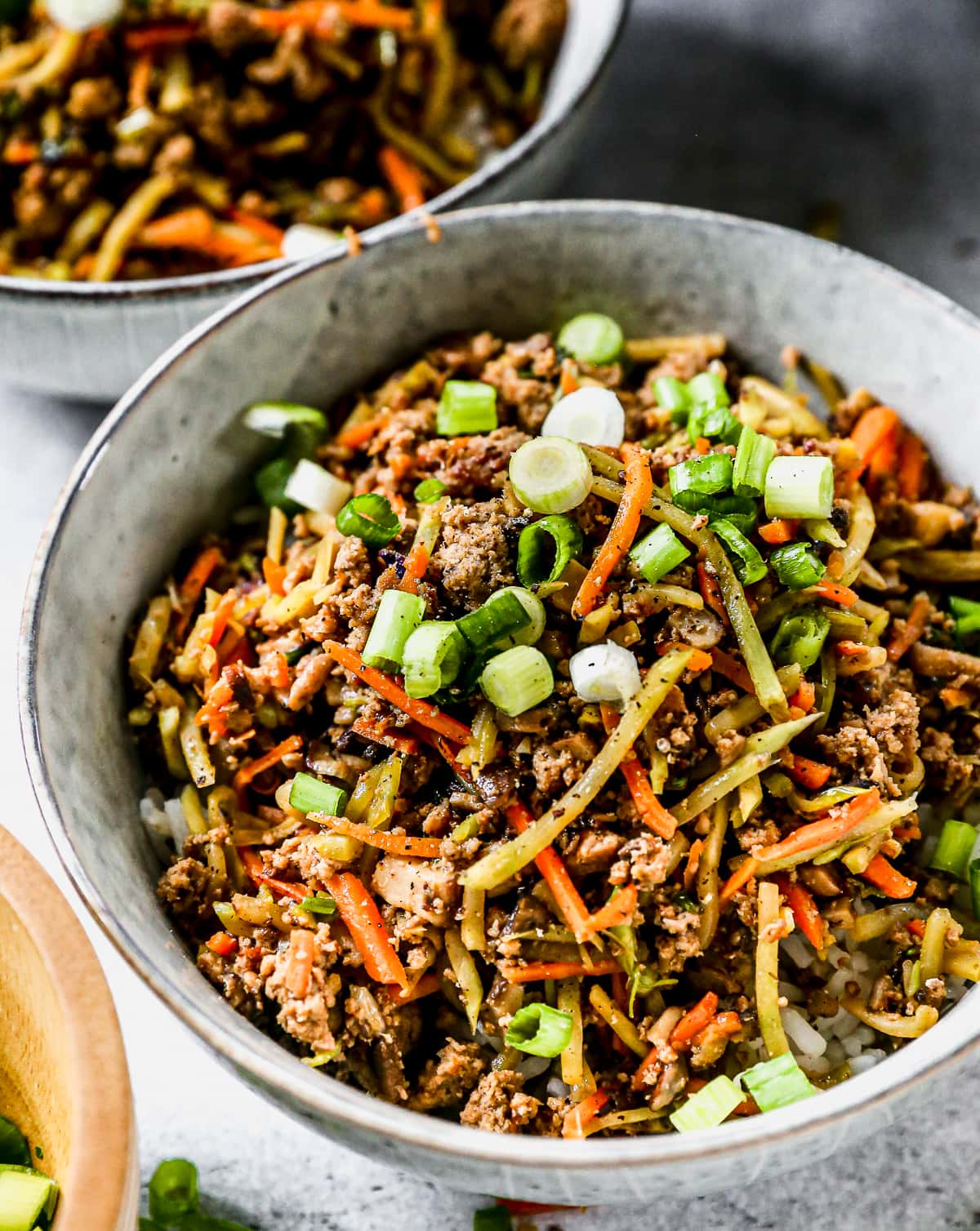 healthy egg roll in a bowl