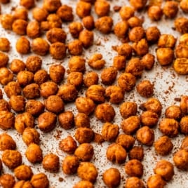 the best roasted chickpeas recipe on a sheet pan