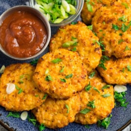 A plate of cauliflower hash browns
