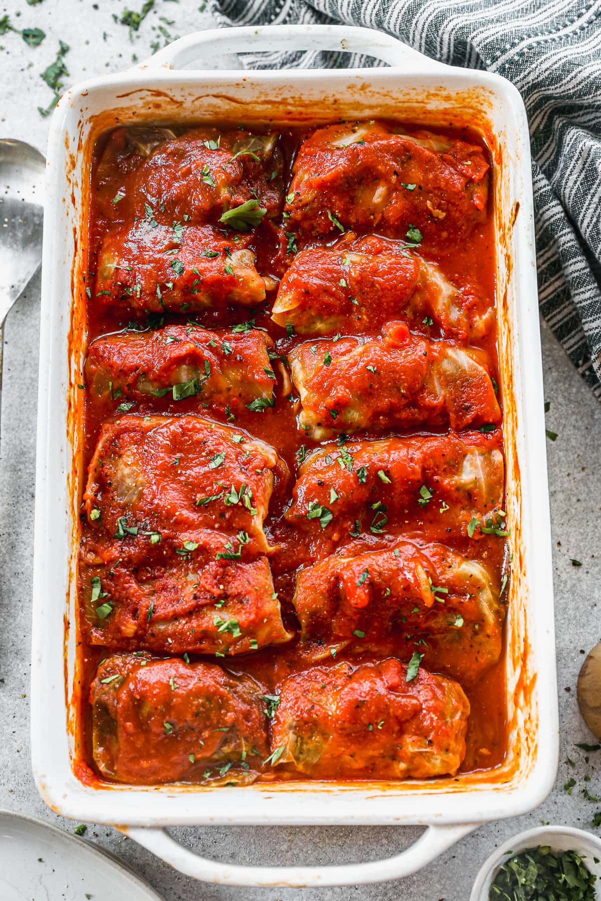 traditional cabbage roll recipe in a baking dish