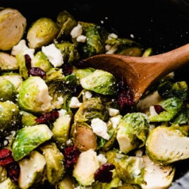 Slow Cooker Brussels Sprouts with Cranberries and Feta