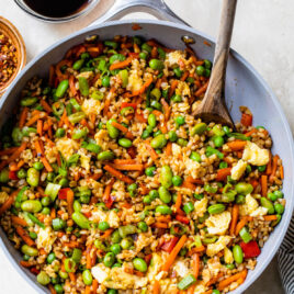 egg fried rice in a skillet