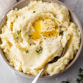 bowl of creamy restaurant style mashed potatoes