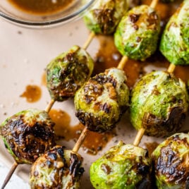 Grilled Brussels sprouts with dipping sauce