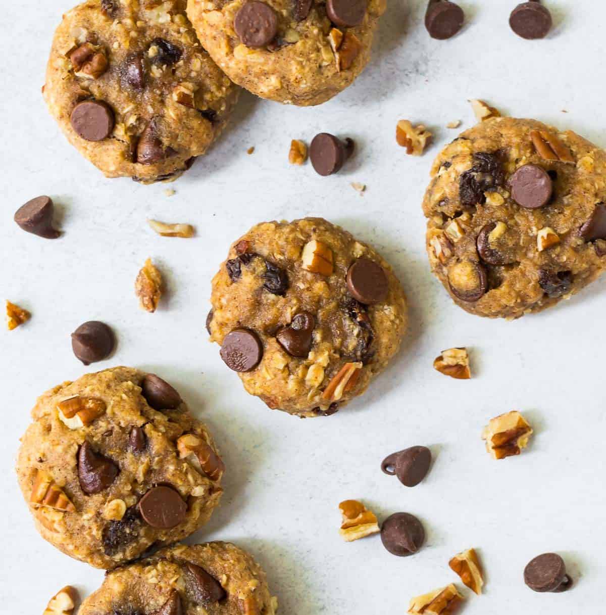 Simple and delicious cookies with chocolate chips, chopped nuts, and oats