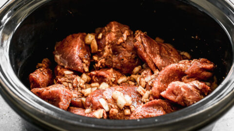 Pork in a slow cooker for carnitas
