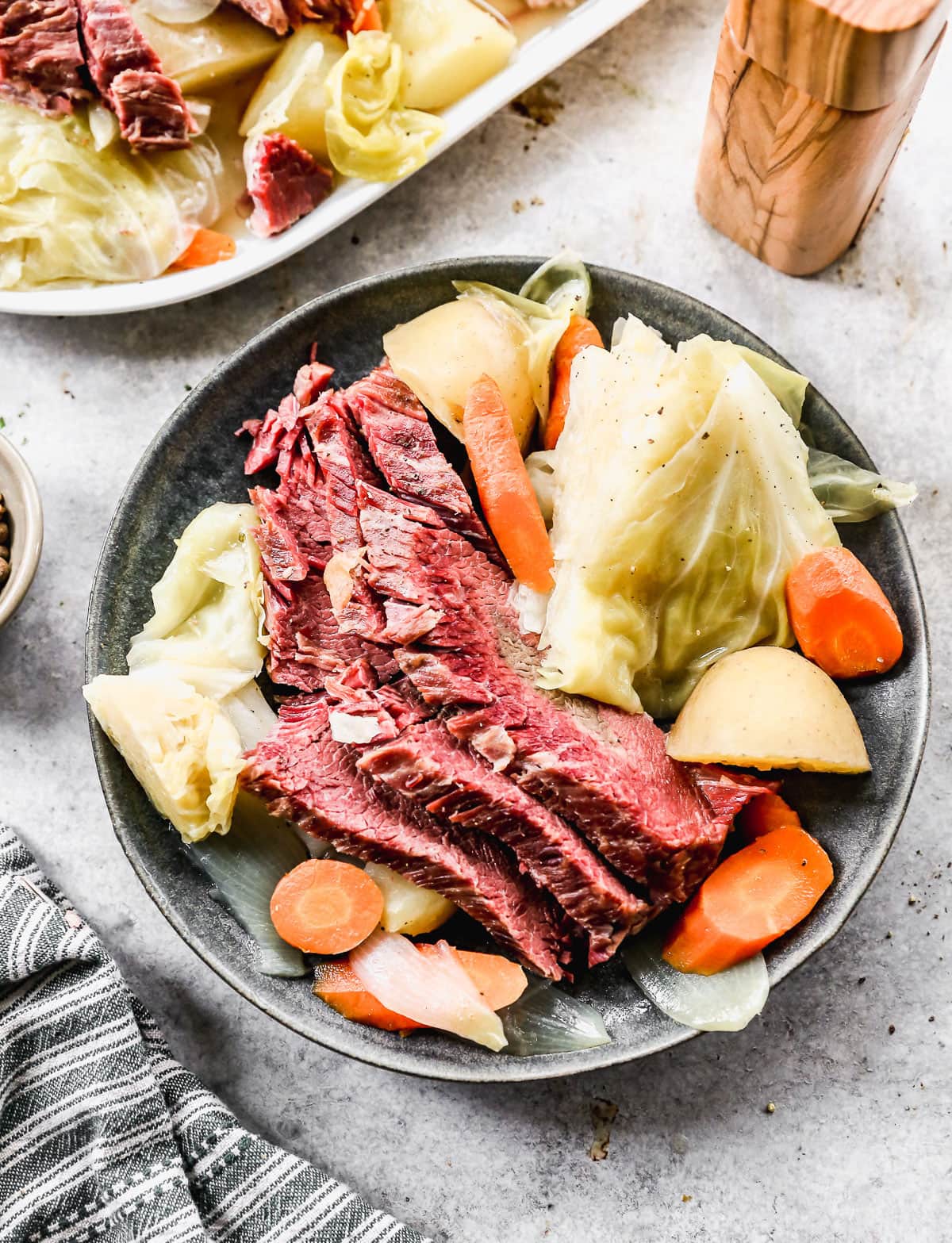 classic corned beef and cabbage on a plate