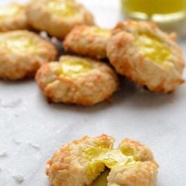 Lemon Coconut Thumbprint Cookies. Easy recipe that uses lemon pie filling for the center