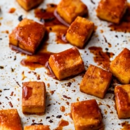 crispy and marinated tofu baked in oven