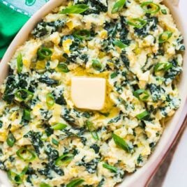 Paleo Colcannon. A healthy low carb version of traditional Irish colcannon that uses mashed cauliflower instead of potatoes. The green kale and onions make it a perfect recipe for St. Patrick’s Day! {vegan, gluten free} Recipe at wellplated.com | @wellplated