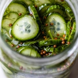 refrigerator pickles made with pickling cucumbers