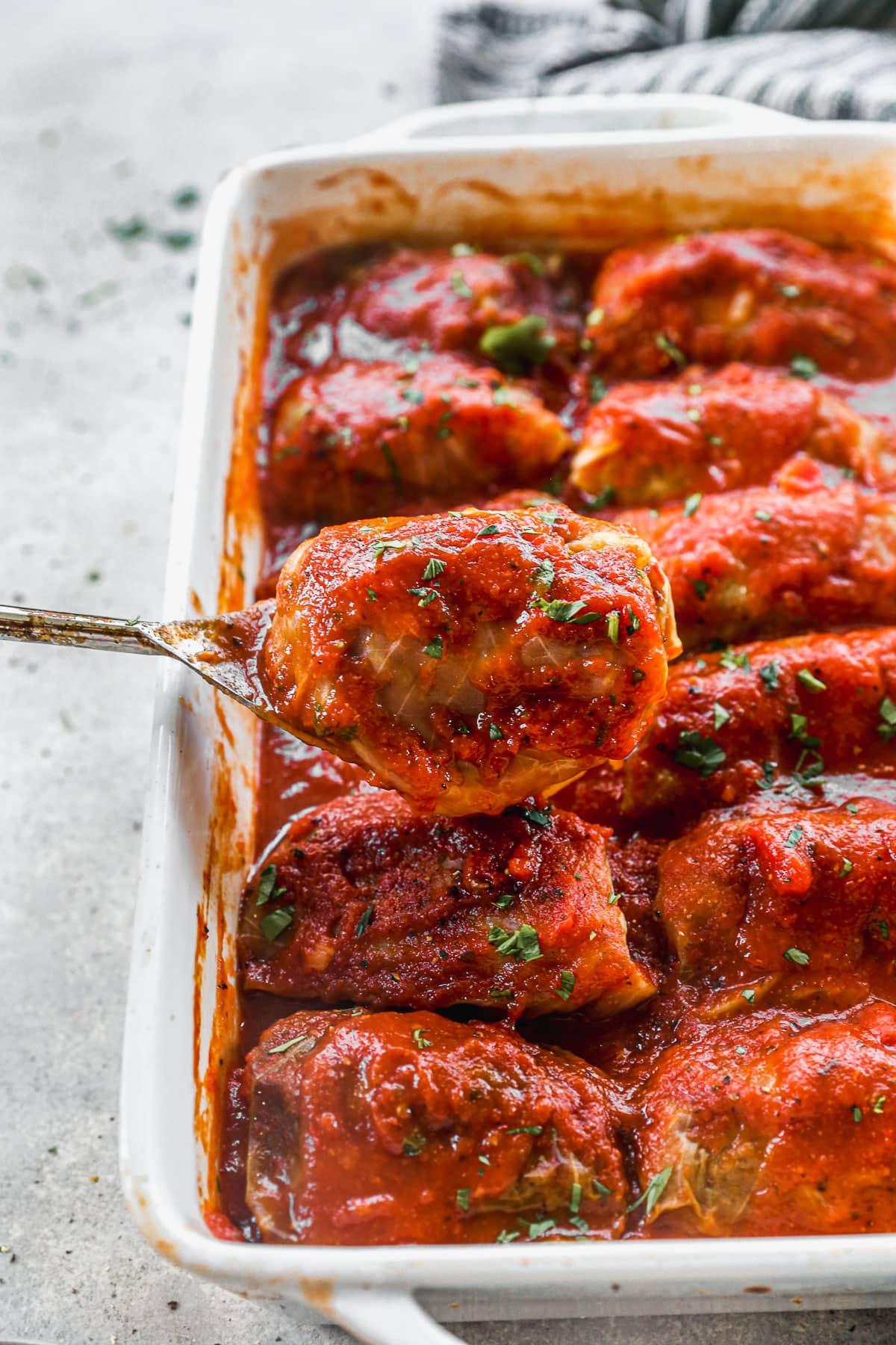 easy stuffed cabbage rolls in baking dish