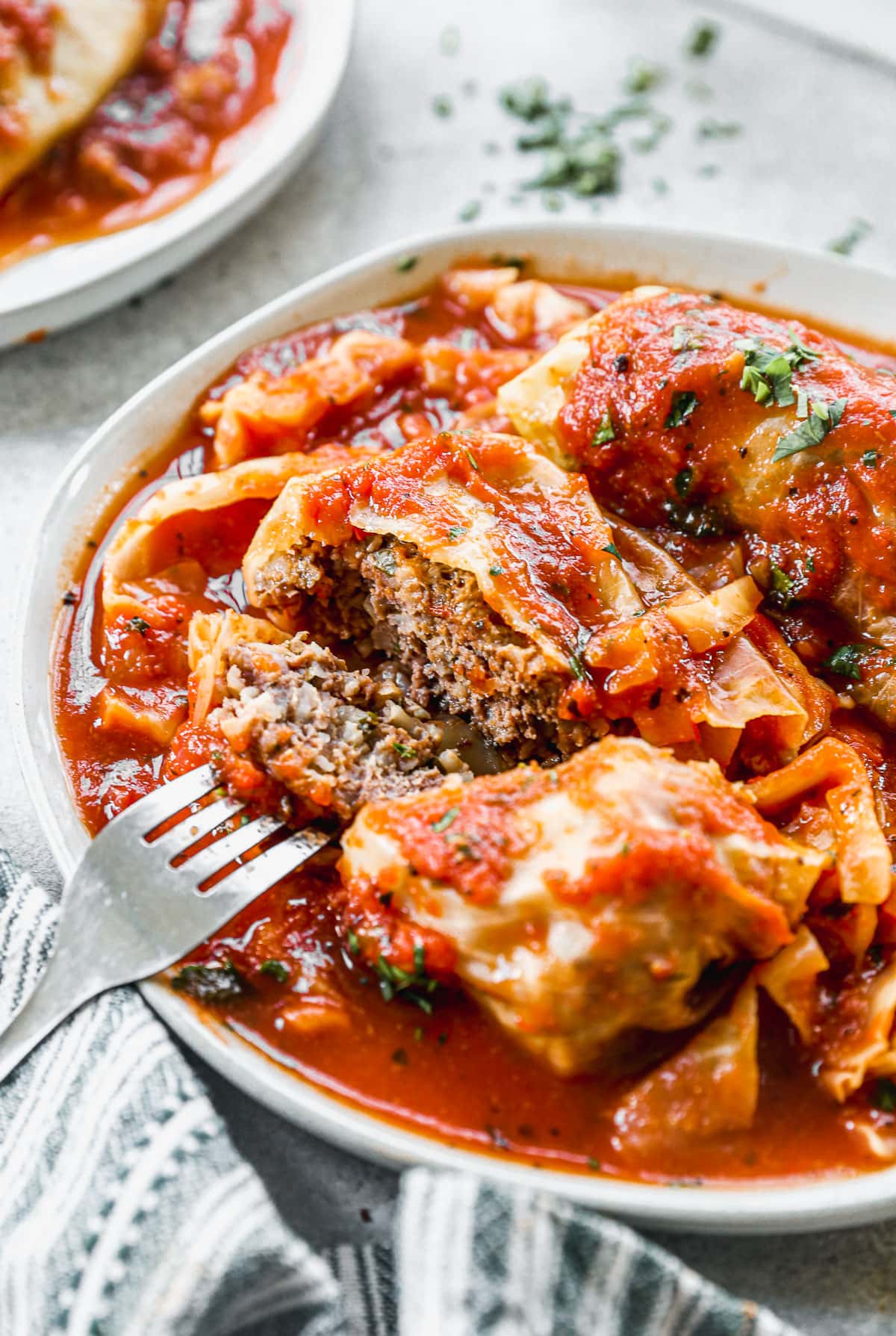 stuffed cabbage roll recipe on a plate